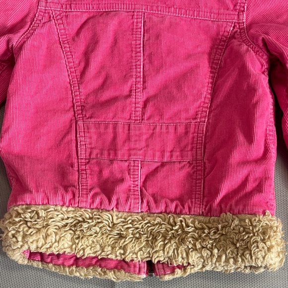 Roxy girls sz xl Pink corduroy Jacket with Tan faux fur details - Picture 7 of 7